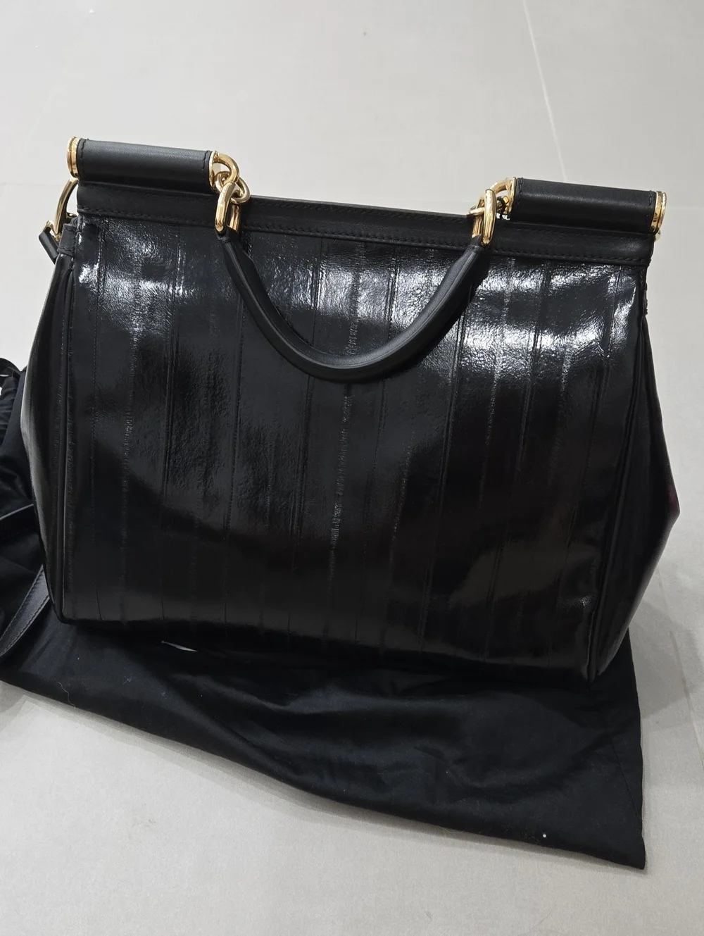 NWT! Dolce & Gabbana Miss Sicily Bag In Black Eel Leather & Leopard Interior-